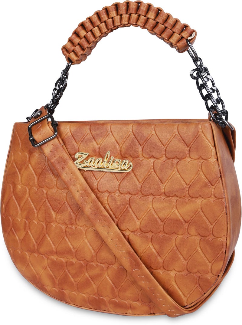 Osman Stylish Tan Heart Design Sling Bag for Girls - Image 5